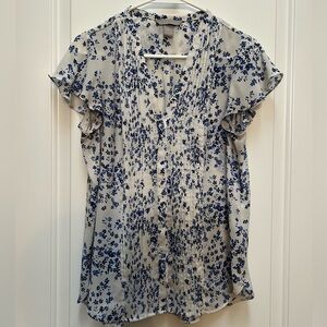 H&M Blue and White Floral Blouse